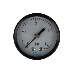MEGA Druckmanometer 0 - 4 bar - 1/4 Zoll Anschluss nach hinten Axial Ø 50 mm
