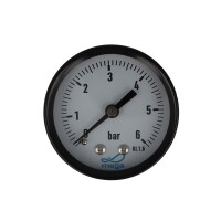 MEGA Druckmanometer 0 - 6 bar - 1/4 Zoll Anschluss nach hinten Axial Ø 50 mm