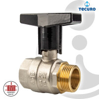 tecuro Kugelhahn, Innen- x Aussengewinde Rp 1 Zoll (DN 25) Alu-T-Griff, Messing vernickelt