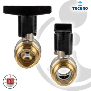 tecuro Kugelhahn, Innen- x Aussengewinde Rp 1 1/2 Zoll (DN 40) Alu-T-Griff, Messing vernickelt