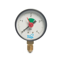 MEGA Druckmanometer Heizung 1/4 Zoll Anschluss nach unten Radial Ø 63 mm