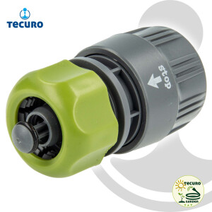 Hydro-Fit Schlauchkupplung Klickverbinder mit Wasserstopp für Schlauch 1/2 Zoll (Ø 12 mm) PVC-U Grau/Grün