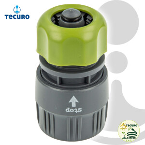 Hydro-Fit Schlauchkupplung Klickverbinder mit Wasserstopp für Schlauch 1/2 Zoll (Ø 12 mm) PVC-U Grau/Grün