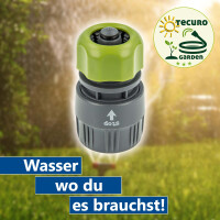 Hydro-Fit Schlauchkupplung Klickverbinder mit Wasserstopp für Schlauch 1/2 Zoll (Ø 12 mm) PVC-U Grau/Grün