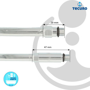 tecuro Sanitärarmaturen Anschlussrohr M10x1 kurz - Ø 10 mm x 500 mm - verchromt