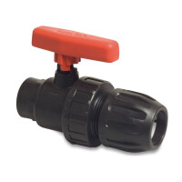 Mega Kugelhahn mit Klemmverbinder x Innengewinde PP schwarz, Typ Safe 501