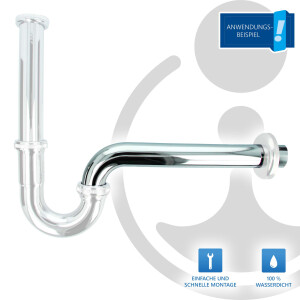 tecuro Wandrohr mit 90° Bogen für Siphon Geruchsverschluss Waschbecken Messing oder Edelstahl