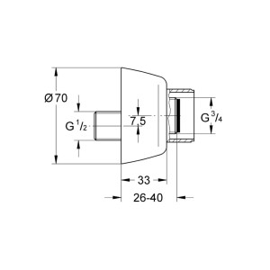 GROHE S-Anschluss 1/2 x 3/4 Zoll - Versatz 7,5 mm - chrom - 12058000