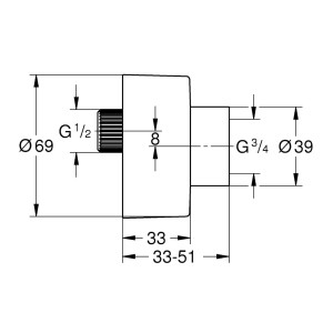 GROHE S-Anschluss 1/2 x 3/4 Zoll - Versatz 7,5 mm mit Schalldämpfer - chrom - 12693000