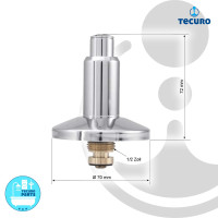 tecuro Sanitär Oberteil 1/2 Zoll mit Aufnahme für Steckschlüssel für UP-Ventil - verchromt