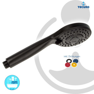 tecuro Handbrause ew-100 mit 5-Funktionen - Ø 100 mm mit Antikalkdüsen, mattschwarz