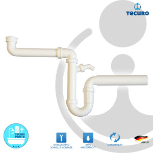 tecuro Raumspar-Ablaufgarnitur für Spülen - Abgang nach hinten