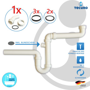 tecuro Raumspar-Ablaufgarnitur für Spülen - Abgang nach hinten