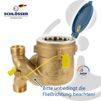 JS Fallrohr Hauswasserzähler MNRF 3/4 Zoll DN 20  Q3=4, R80,  Baulänge 105 mm