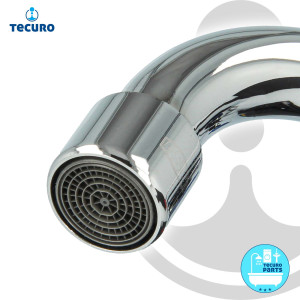 tecuro S-Auslauf für Wand-Armaturen 3/4 Zoll flachdichtend, Länge 450 mm, Messing verchromt