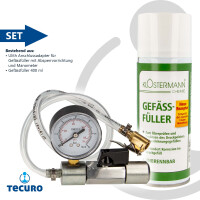 Gefäßfüller (nicht brennbar) 400 ml - Klostermann Chemie 4918 und Anschlussadapter mit Manometer 0-6 bar