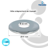 tecuro DESIGN-Hahnrosette (1/2) Ø 22 mm x Ø 61 mm x 40 mm, Messing verchromt