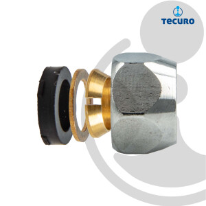 tecuro Quetschverschraubung für Ø 10 mm Rohr x 3/8 Zoll Überwurfmutter konisch, Messing verchromt