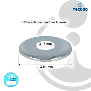 tecuro DESIGN-Hahnrosette (3/8 ) Ø 18 mm x Ø 61 mm x 50 mm, Messing verchromt