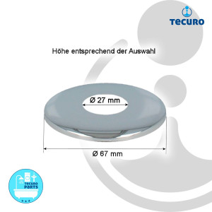 tecuro DESIGN-Hahnrosette (3/4 ) Ø 27 mm x Ø 67 mm x 35 mm, Messing verchromt