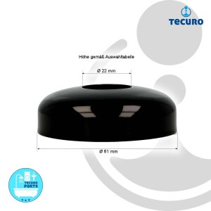 tecuro DESIGN-Hahnrosette 1/2 Zoll Ø 22 mm x Ø 61 mm x 20 mm - schwarz