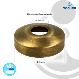 tecuro DESIGN-Hahnrosette 1/2 Zoll Ø 22 mm x Ø 61 mm x 40 mm - bronze