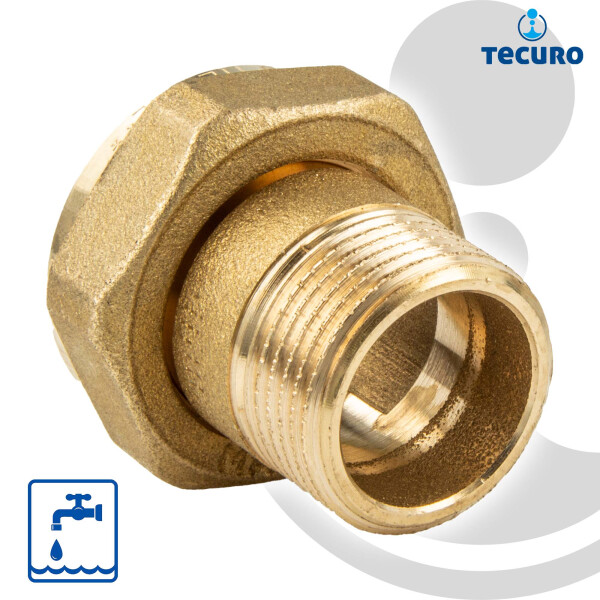 tecuro Verschraubung 1 Zoll Überwurfmutter x 3/4 Zoll Außengewinde -  Messing blank CW617N