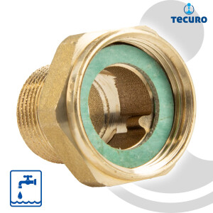 tecuro Verschraubung 1 1/4 Zoll Überwurfmutter x 1 Zoll Außengewinde -  Messing blank CW617N