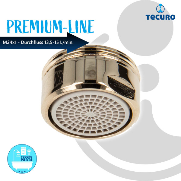 tecuro PREMIUM Mischdüse Strahlregler Luftsprudler M24x1 AG, Edelmessing