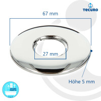 tecuro Gewinderosette 3/4 Zoll x Ø 67 mm x Höhe 5 mm, Messing verchromt