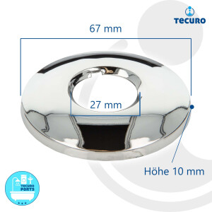 tecuro Gewinderosette 3/4 Zoll x Ø 67 mm x Höhe 10 mm, Messing verchromt