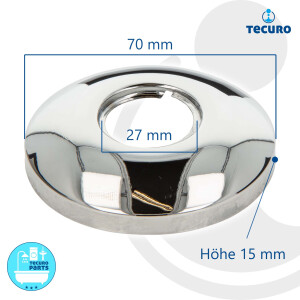 tecuro Gewinderosette 3/4 Zoll x Ø 70 mm x Höhe 15 mm, Messing verchromt