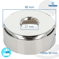 tecuro Gewinderosette 3/4 Zoll x Ø 80 mm x Höhe 30 mm, Messing verchromt