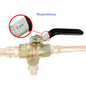tecuro Messing-Kugelhahn 3-Wege, alls. Innengewinde Rp 1 Zoll (DN 25) - Stahlhebel lang, MS-vernickelt