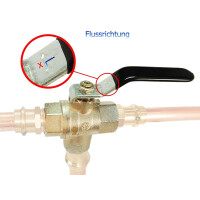 tecuro Messing-Kugelhahn 3-Wege, alls. Innengewinde Rp 1 Zoll (DN 25) - Stahlhebel lang, MS-vernickelt