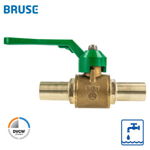 BRUSE Multisystem Trinkwasser-Kugelhahn Press/Stecksystem Ø 18 mm, mit Stahlhebel, Typ 2516