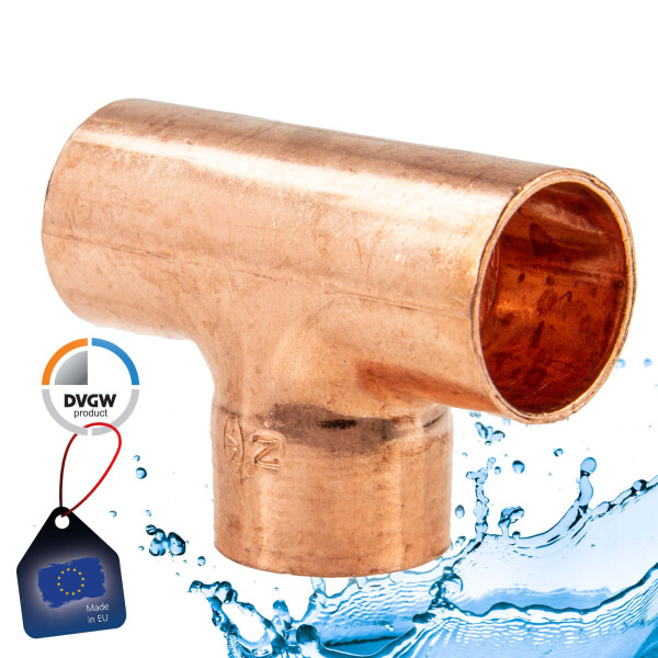 Kupfer-Lötfitting T-Stück gleiche Abgänge - Typ 5130, DVGW - 28 x28 x28 mm