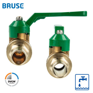 BRUSE Multisystem Trinkwasser-Kugelhahn Press/Stecksystem Ø 28 mm, mit Stahlhebel, Typ 2516