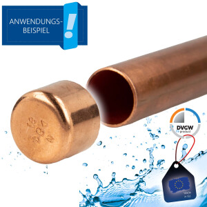 Kupfer-Lötfitting Kappe i - Typ 5301, DVGW - 22 mm