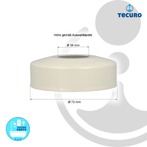 tecuro DESIGN-Hahnrosette 1 Zoll Ø 34 mm x Ø 72 mm x 50 mm - weiß