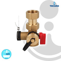 tecuro Messing-Kappenventil DN 25 (1 Zoll), mit Plombiervorrichtung und KFE-Hahn für Heizungsinstallation