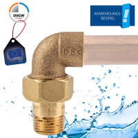 Rotguss-Lötfitting Winkelverschraubung 90° mit AG konisch dichtend - Typ 4098G, DVGW