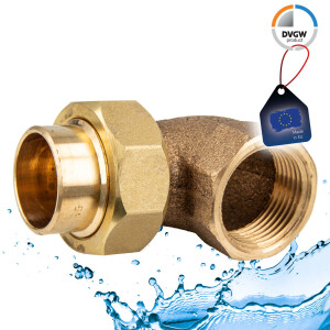Rotguss-Lötfitting Winkelverschraubung 90° mit...