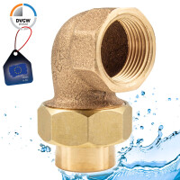 Rotguss-Lötfitting Winkelverschraubung 90° mit IG konisch dichtend - Typ 4096G, DVGW