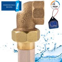 Rotguss-Lötfitting Winkelverschraubung 90° mit IG konisch dichtend - Typ 4096G, DVGW