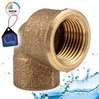 Rotguss-Lötfitting Übergangswinkel 90°, 15 mm x 1/2 Zoll IG - Typ 4090G, DVGW