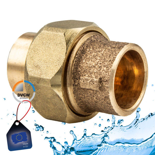 Rotguss-Lötfitting Verschraubung flachdichtend 22 mm - Typ 4330, DVGW