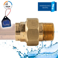 Rotguss-Lötfitting Verschraubung flachdichtend 28 mm x 1 Zoll AG - Typ 4331G, DVGW