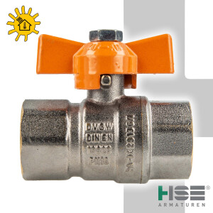 HSE UNISOL Solarkugelhahn Typ 1611, beidseitig Innengewinde, bis +200°C, Flügelgriff, MS-verchromt