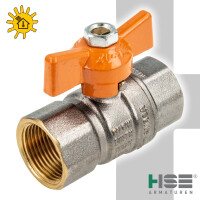 HSE UNISOL Solarkugelhahn Typ 1611, beidseitig Innengewinde, bis +200°C, Flügelgriff, MS-verchromt
